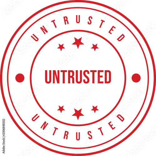 Bilde på lerret A red circular rubber stamp featuring the prominent word UNTRUSTED surrounded by