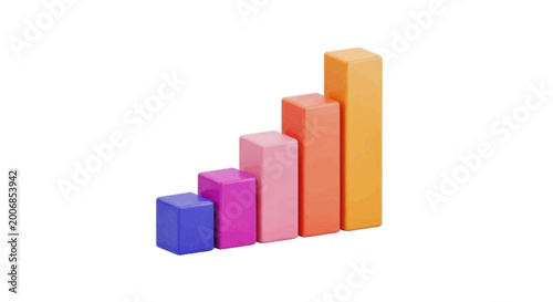 Free Download Vector illustration of 3d render of a colorful bar chart showing growth on a transparent background - GFXLoad