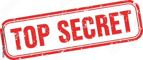 Top secret red rectangular grunge rubber stamp
