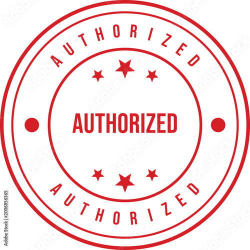 Cuadro en lienzo Bold red circular authorized rubber stamp icon granting official permission and