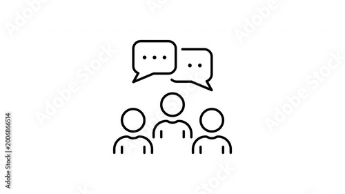 Communication Team Chat Animated Icon With Alpha Channel. People With Speech Bubbles Showing Conversation And Interaction Motion Graphic. Support And Collaboration Icon On Transparent Background