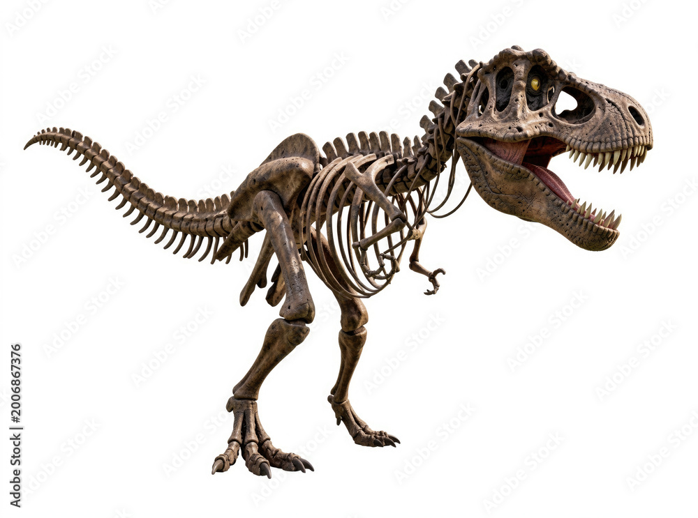 Fototapeta premium A prehistoric dinosaur fossil on a clean white surface