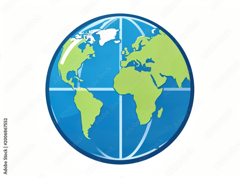 Fototapeta premium A blue and green globe on a white background, great for environmental or educational uses