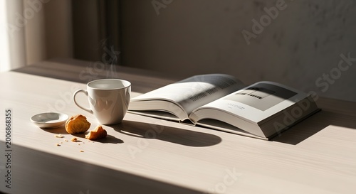 cup of coffee and book