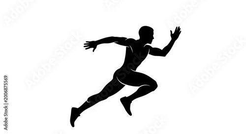 Black silhouette of a person performing a dynamic dance move with raised arms movement