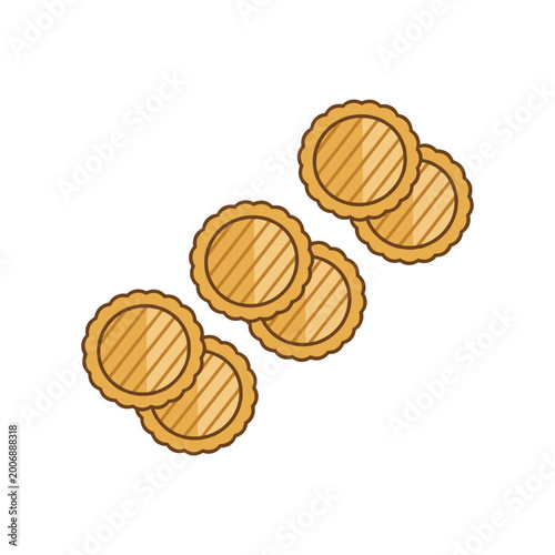 Group of five small tartlets or pastry cookies vector illustration for food projects