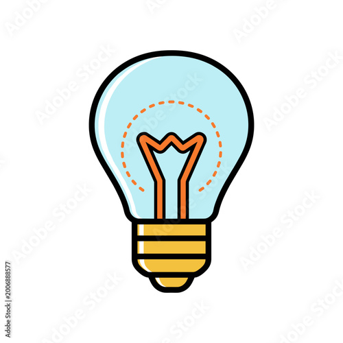 Fotografía Simple incandescent light bulb icon vector illustration for creative ideas with