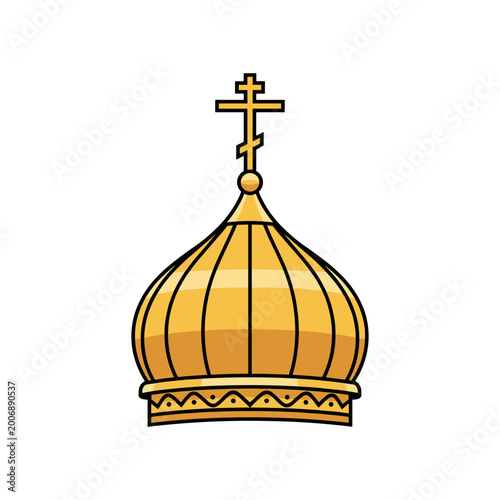 Photos Golden orthodox church onion dome with religious cross vector illustration, orth