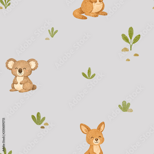 Australian animals seamless pattern design. Repeat pattern