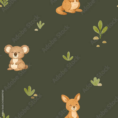 Australian animals seamless pattern design. Repeat pattern