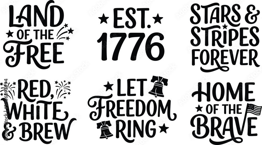 Obraz premium Independence day usa patriotic typography designs for celebrating american freedom history