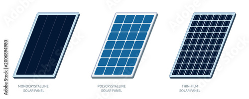 Tableau sur toile Types of solar cell panels
