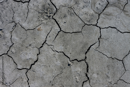 Top View of Dry Cracked Earth and Parched Mud Texture in Nordic Nature