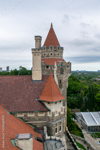 Historic red sandstone building Victorian tower Edinburgh Scotland UK