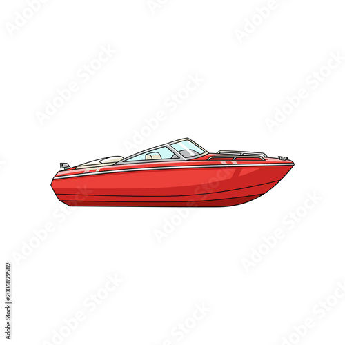 Фотография Red speedboat vector illustration with speedboat motorboat watercraft transporta