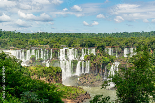 Iguazu Falls wide panoramic view waterfalls tropical forest