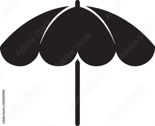 Fotografie Beach umbrella silhouette vector, black and white summer icon, black icon silhou
