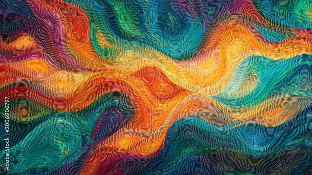 Obraz premium Vibrant Abstract Landscape: Flowing Hills in a Symphony of Colors — Dynamic Background for Creative Projects