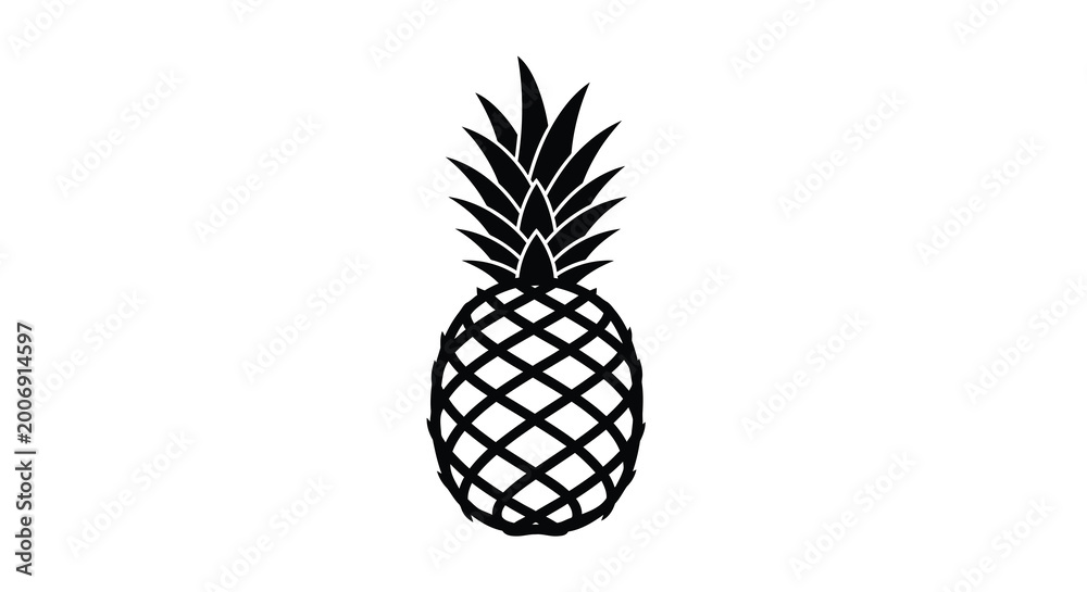 Fototapeta premium Pineapple silhouette against a white background high quality
