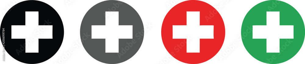 Obraz premium Four cross plus icons set Vector