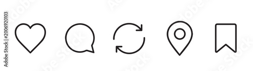 instagram updated like, comment, repost, share, save icons. vector ui outline icon set 2026. social media interaction symbols
