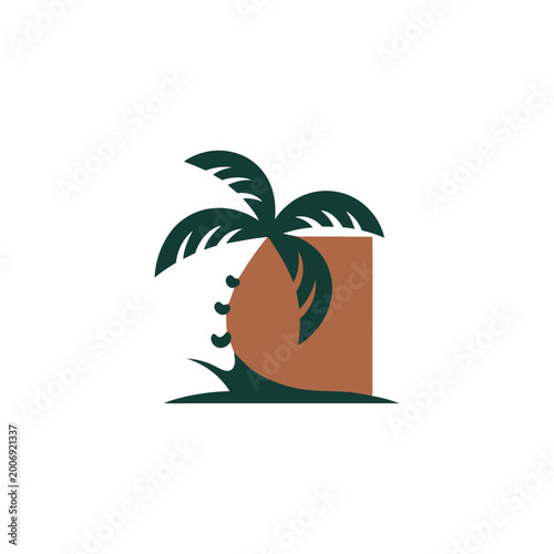 Minimalist palm tree logo design