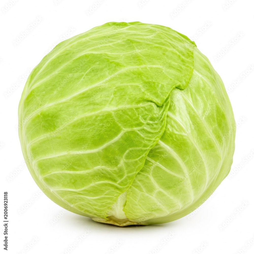 Fototapeta premium Fresh green cabbage isolated on white background