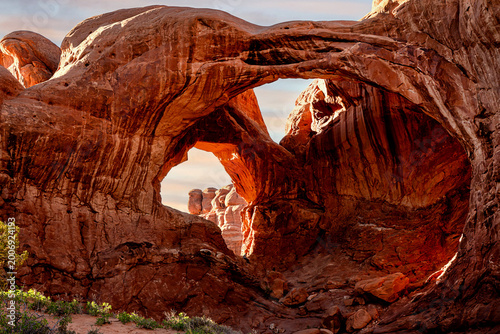 Bild auf Leinwand Sunset time at Double Arch Viewpoint and Trail