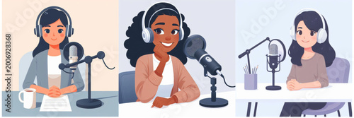 vector character of a person doing a podcast