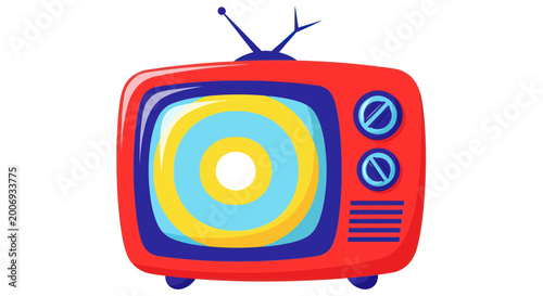Konstfotografi Retro Television Set with Colorful Screen