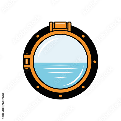 Ship Porthole with Ocean View - Concept of Travel and Adventure