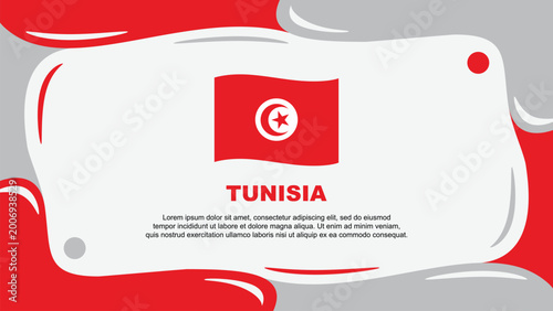 Tunisia Flag Abstract Background Flat Design Template. Tunisia Independence Day Banner Wallpaper Vector Illustration. Tunisia Illustration