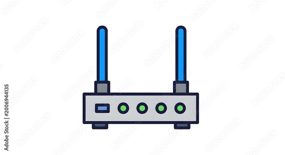 Obraz premium Minimalist vector illustration of a wireless internet router