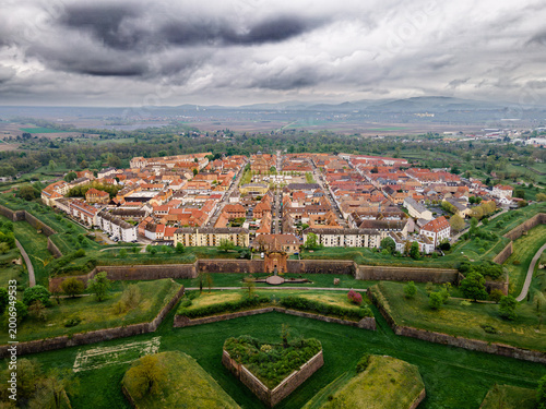 Tableau sur toile Neuf-Brisach star fortress aerial panorama with Vauban ramparts