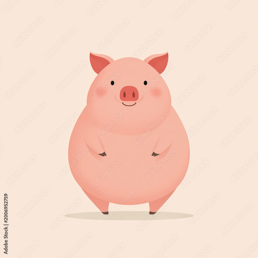 Fototapeta premium Pig character background with cute minimal style, copy space