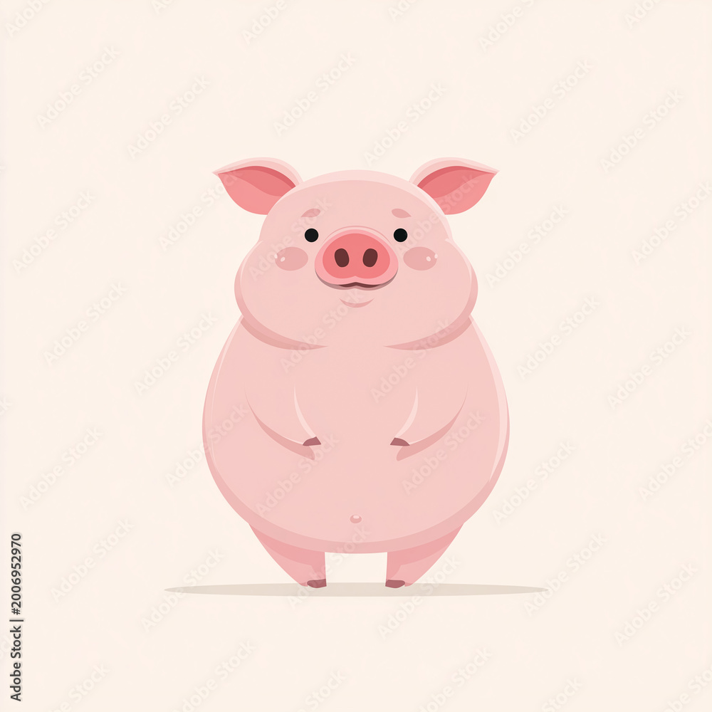 Fototapeta premium Pig character background with cute minimal style, copy space