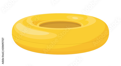 Yellow Inflatable Pool Float Ring Toy.