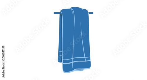 Foto Blue towel hanging on a rod.