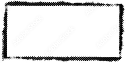 Fotografía Black halftone grunge frame border with distressed dot texture on white background