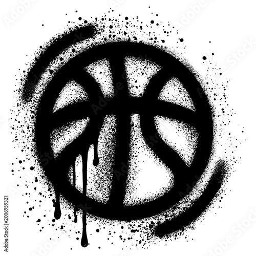 Graffiti basketball icon in urban graffiti style with black spray paint. vector illustration.