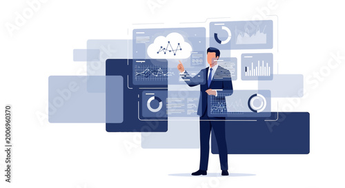 Data driven decision making concept with executive analyzing business insights for innovation and