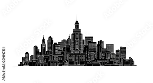 City Skyline Silhouette Vector Illustration on White Background