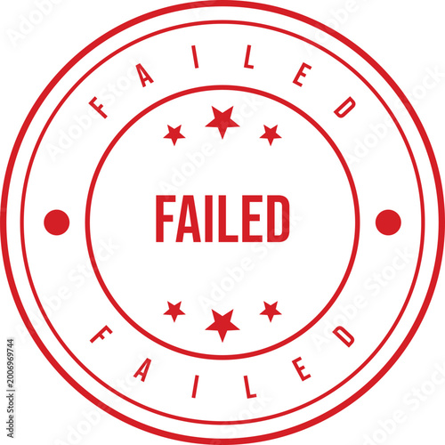 Foto Failed stamp illustration red ink on white background