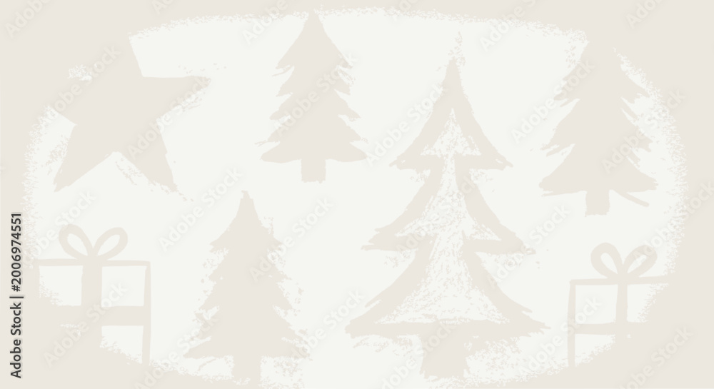 Obraz premium Festive Christmas Tree and Gift Pattern Background, Subtle Holiday Design