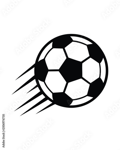 Soccer ball with motion lines silhouette vector