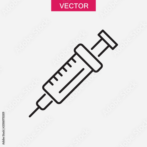 Syringe Line Icon ? Injection Medical Outline Symbol.Injection Syringe Icon ? Medical Treatment Outline Design..eps