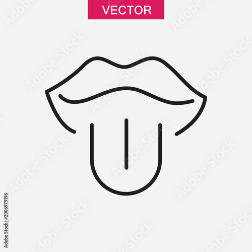 Tongue Line Icon ? Oral Health and Taste Outline Symbol.Oral Tongue Outline Icon ? Taste and Speech Concept..eps