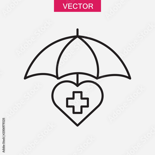 Medical Protection Umbrella Icon ? Healthcare Safety Concept.Safety Umbrella with Cross Icon ? Care and Protection Symbol..eps