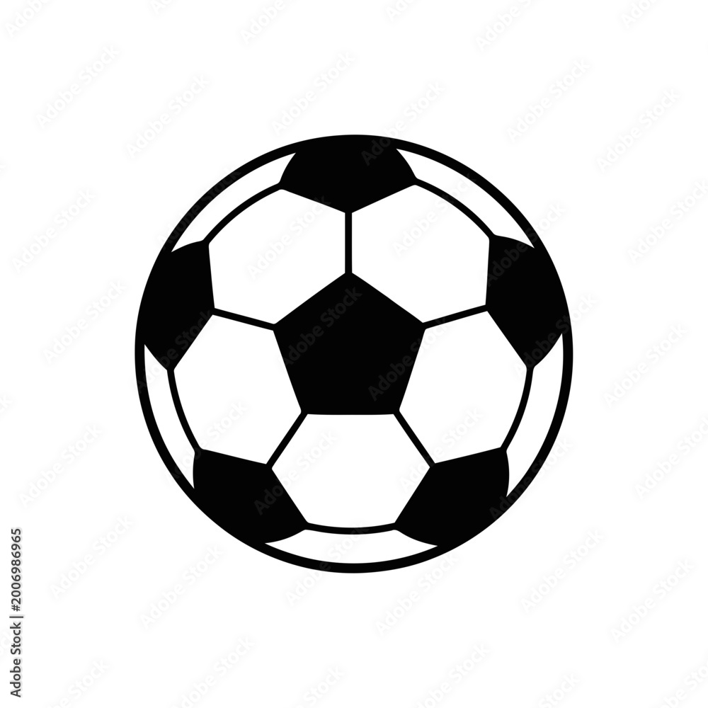 Fototapeta premium Black and white soccer ball icon.