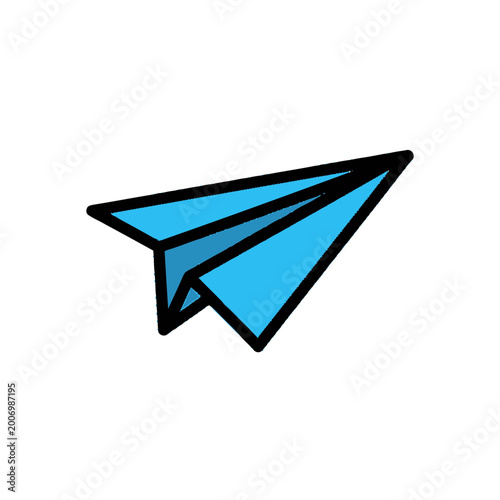 Blue folded paper airplane icon.